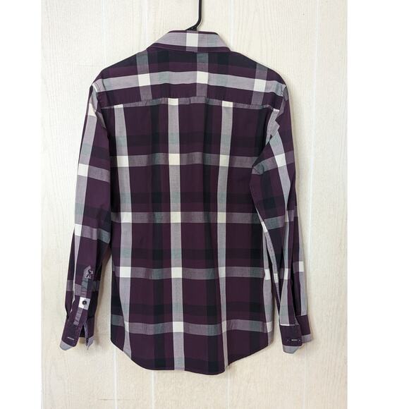 Bugatchi shaped fit men shirt check plaid print button down long sleeve size Med - Picture 2 of 11